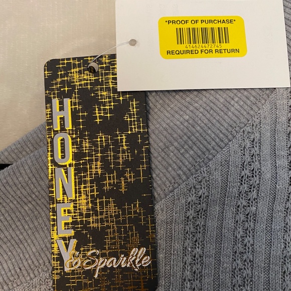 Honey and Sparkle Grey Long Sleeve Knit Top - Picture 4 of 5